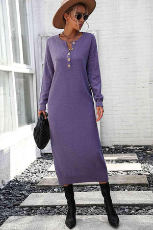 Classy Winter Long Sleeve Midi Sweater Dress - MXSTUDIO.COM