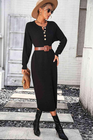 Classy Winter Long Sleeve Midi Sweater Dress - MXSTUDIO.COM