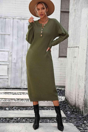 Classy Winter Long Sleeve Midi Sweater Dress - MXSTUDIO.COM