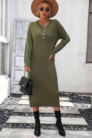 Classy Winter Long Sleeve Midi Sweater Dress - MXSTUDIO.COM