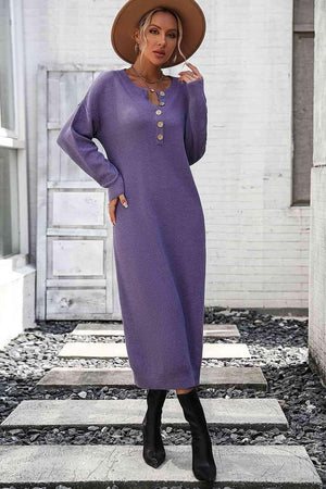 Classy Winter Long Sleeve Midi Sweater Dress - MXSTUDIO.COM