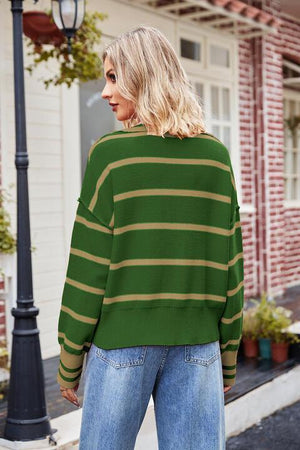 Cold Confidence Striped Collared Sweater - MXSTUDIO.COM