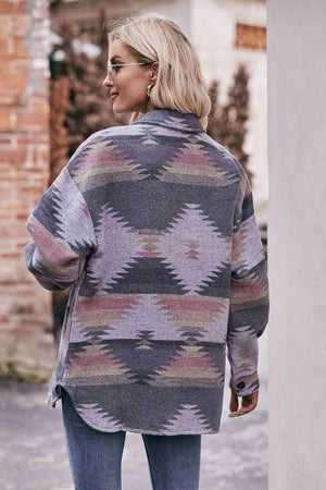 Cold Day Aura Button Front Geometric Jacket - MXSTUDIO.COM