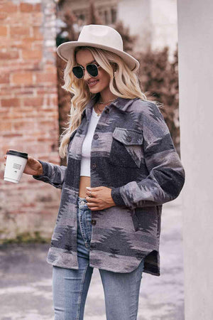 Cold Day Aura Button Front Geometric Jacket - MXSTUDIO.COM