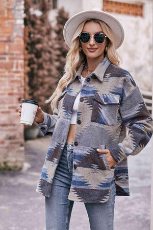 Cold Day Aura Button Front Geometric Jacket - MXSTUDIO.COM