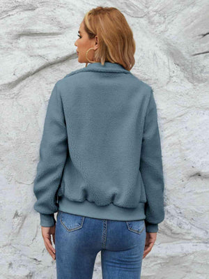 Cold Resistant Zip Up Fuzzy Bomber Jacket - MXSTUDIO.COM