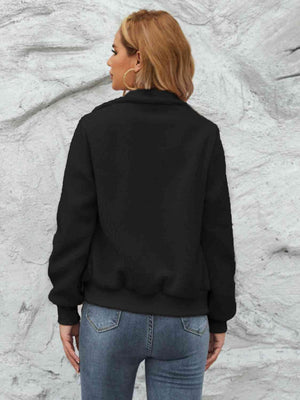 Cold Resistant Zip Up Fuzzy Bomber Jacket - MXSTUDIO.COM