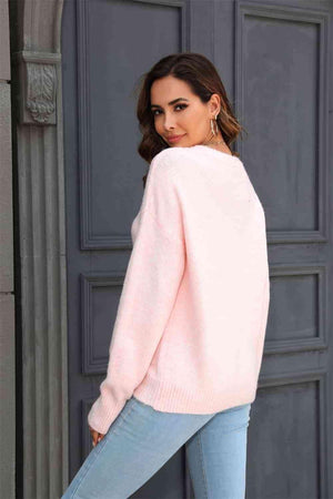 Cold Season Bliss Long Sleeve Ribbed Sweater - MXSTUDIO.COM