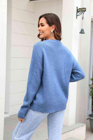 Cold Season Bliss Long Sleeve Ribbed Sweater - MXSTUDIO.COM