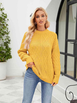 Cold Season Chic Crew Neck Knit Sweater - MXSTUDIO.COM