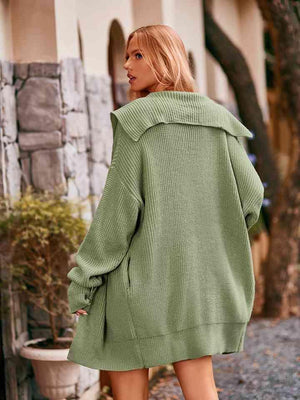 Cold Season Chic Long Collared Button Up Cardigan - MXSTUDIO.COM