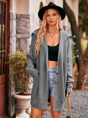 Cold Season Chic Long Collared Button Up Cardigan - MXSTUDIO.COM