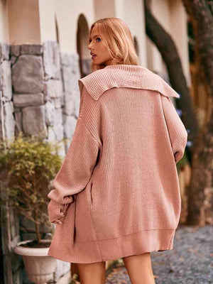 Cold Season Chic Long Collared Button Up Cardigan - MXSTUDIO.COM