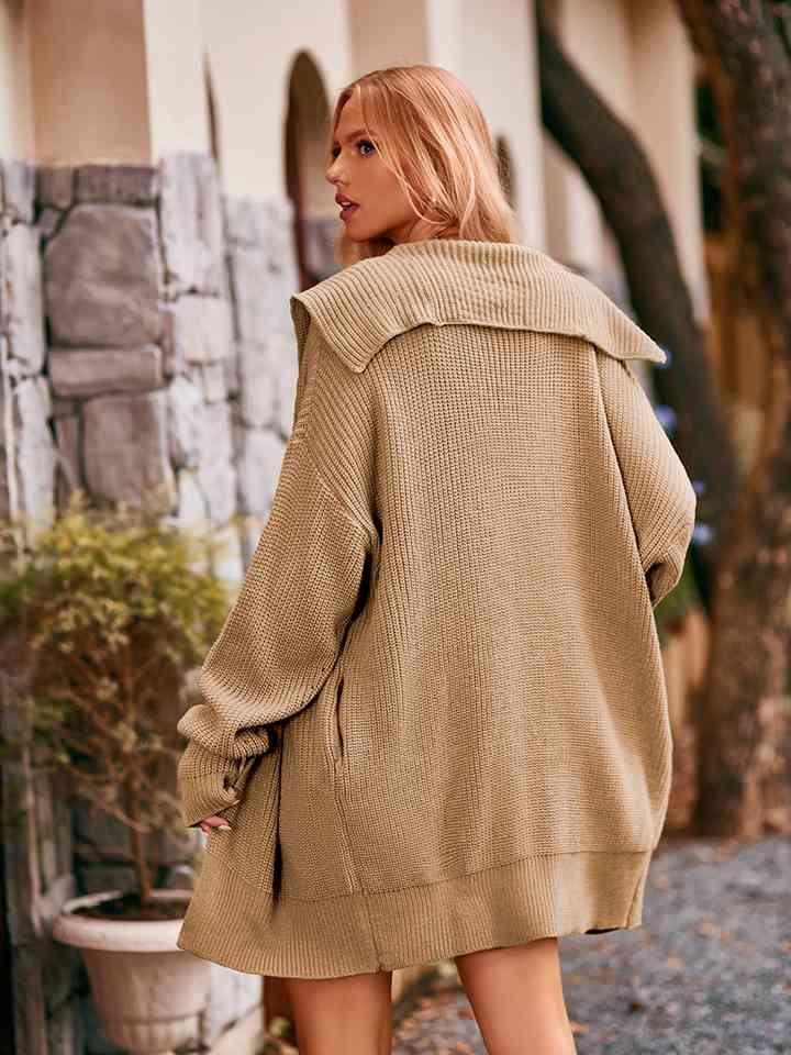 Cold Season Chic Long Collared Button Up Cardigan - MXSTUDIO.COM