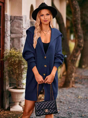 Cold Season Chic Long Collared Button Up Cardigan - MXSTUDIO.COM