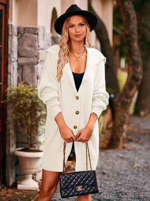 Cold Season Chic Long Collared Button Up Cardigan - MXSTUDIO.COM