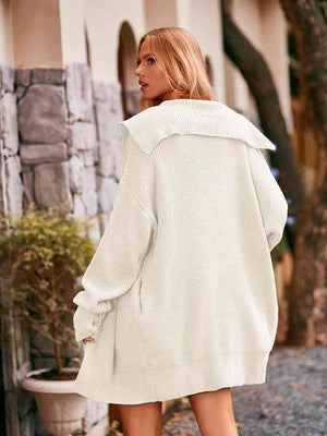 Cold Season Chic Long Collared Button Up Cardigan - MXSTUDIO.COM