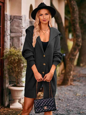 Cold Season Chic Long Collared Button Up Cardigan - MXSTUDIO.COM