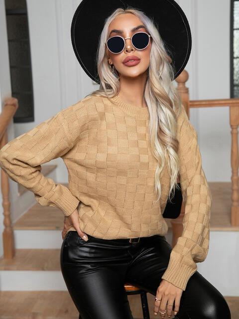 Cold Season Flair Long Sleeve Crew Neck Sweater - MXSTUDIO.COM