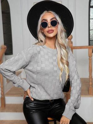 Cold Season Flair Long Sleeve Crew Neck Sweater - MXSTUDIO.COM