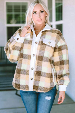 Cold Season Staple Plaid Button Up Jacket-MXSTUDIO.COM