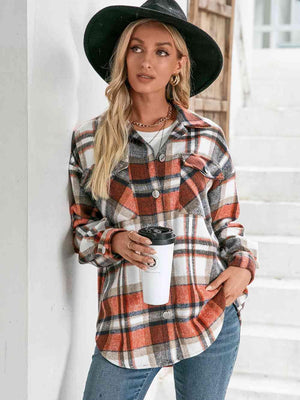 Cold Season Style Plaid Button Down Shacket - MXSTUDIO.COM