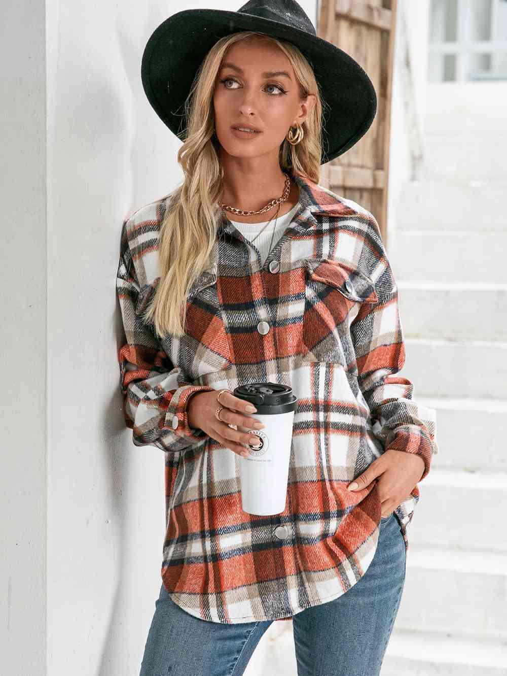 Cold Season Style Plaid Button Down Shacket - MXSTUDIO.COM
