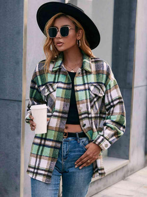 Cold Season Style Plaid Button Down Shacket - MXSTUDIO.COM