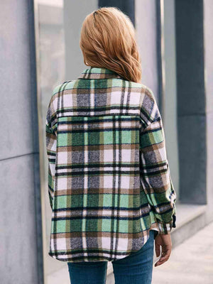 Cold Season Style Plaid Button Down Shacket - MXSTUDIO.COM