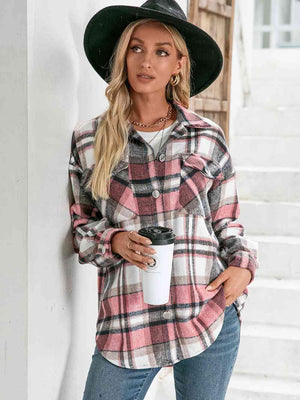 Cold Season Style Plaid Button Down Shacket - MXSTUDIO.COM