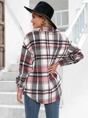 Cold Season Style Plaid Button Down Shacket - MXSTUDIO.COM