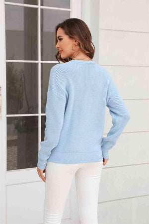 Cold Weather Delight V Neck Knit Sweater - MXSTUDIO.COM
