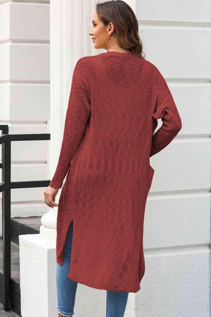 Cold Weather Protect Slit Front Duster Cardigan - MXSTUDIO.COM