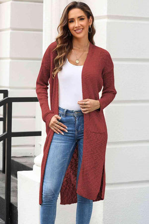 Cold Weather Protect Slit Front Duster Cardigan - MXSTUDIO.COM