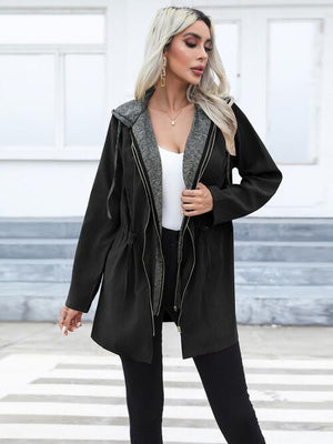 Cold Weather Slay Zip Up Hooded Trench Coat - MXSTUDIO.COM