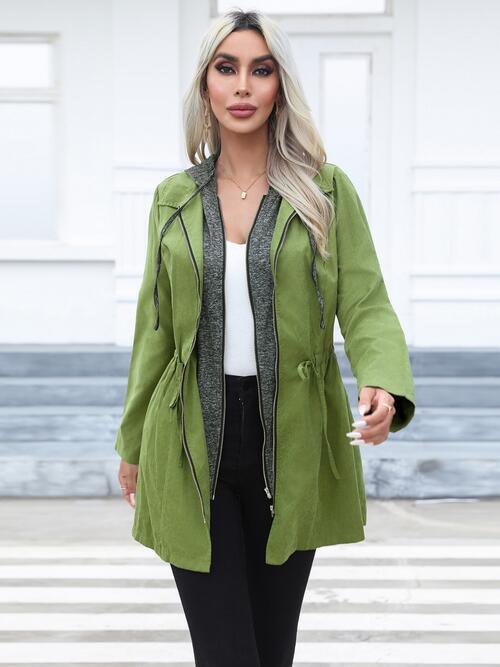 Cold Weather Slay Zip Up Hooded Trench Coat - MXSTUDIO.COM