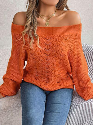 Comfort With A Twist Off Shoulder Knit Sweater-MXSTUDIO.COM