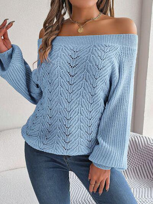 Comfort With A Twist Off Shoulder Knit Sweater-MXSTUDIO.COM