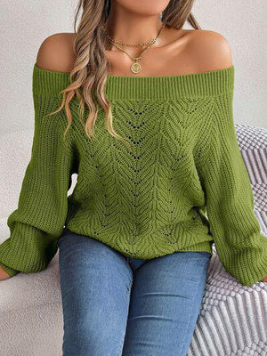 Comfort With A Twist Off Shoulder Knit Sweater-MXSTUDIO.COM