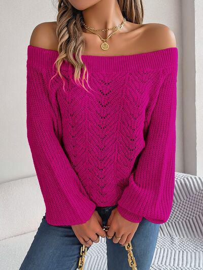 Comfort With A Twist Off Shoulder Knit Sweater-MXSTUDIO.COM