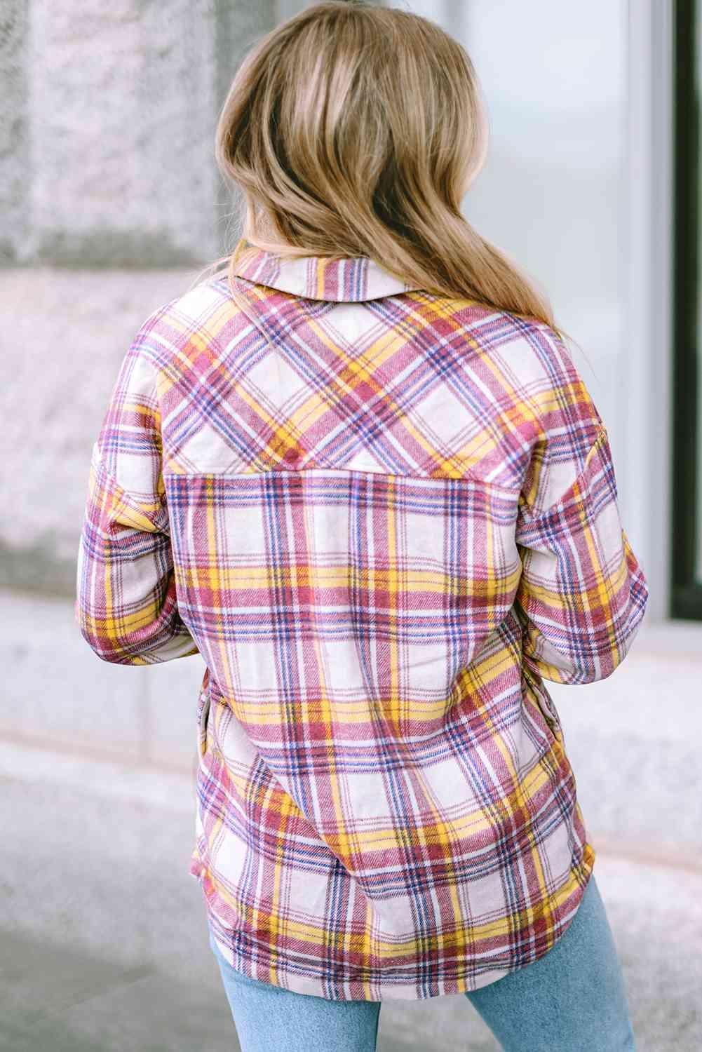 Comfy All Day Button Down Plaid Shacket - MXSTUDIO.COM