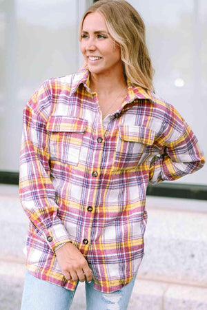 Comfy All Day Button Down Plaid Shacket - MXSTUDIO.COM