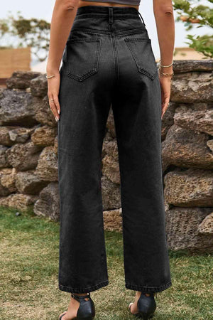 Comfy All Day High Waist Loose Fit Ankle Slit Jeans - MXSTUDIO.COM