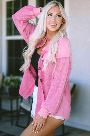 Comfy Barbie Button Down Pink Shirt Jacket - MXSTUDIO.COM