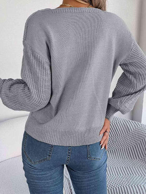 Comfy Belle Knitted Square Neck Sweater-MXSTUDIO.COM