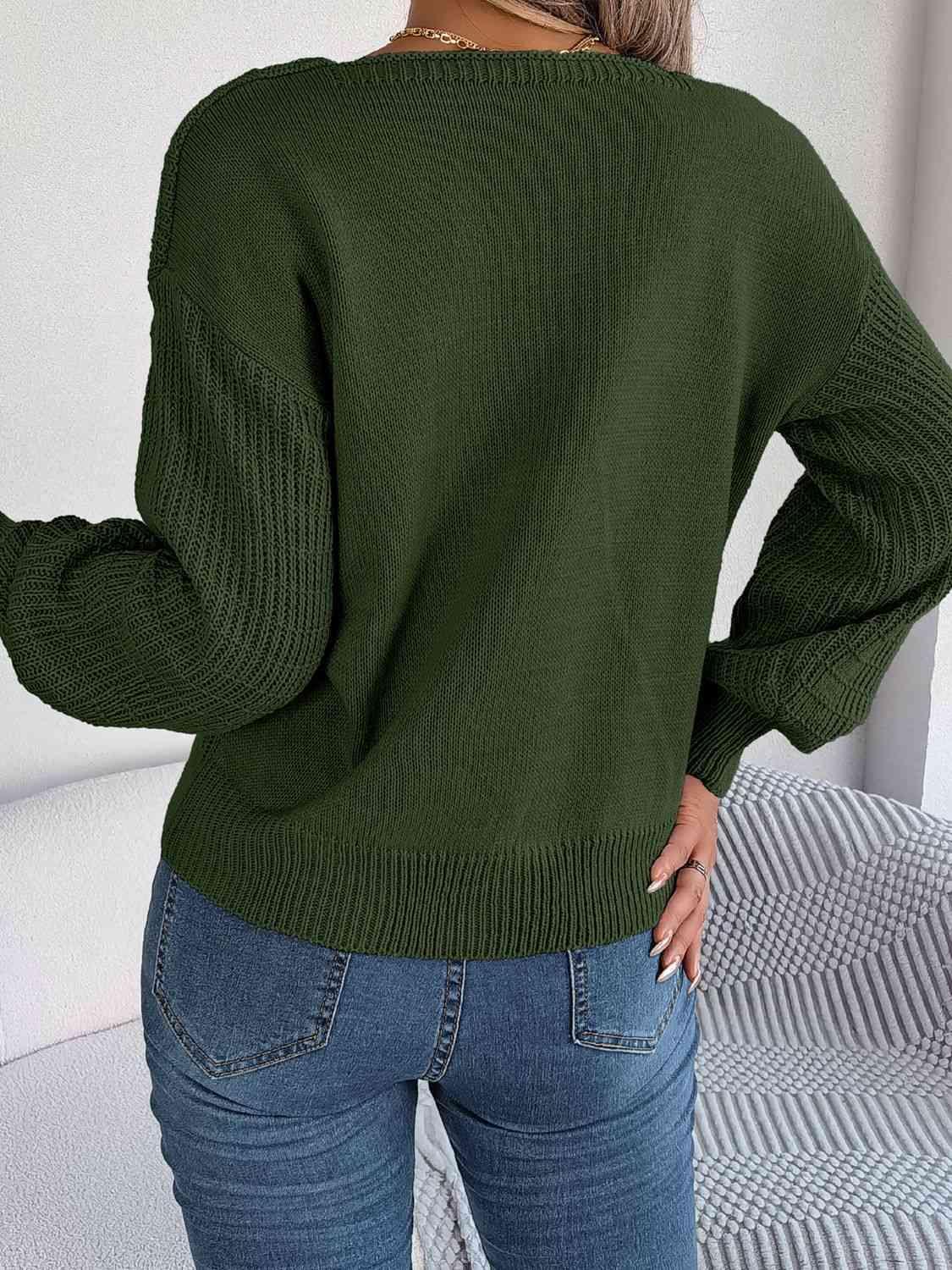 Comfy Belle Knitted Square Neck Sweater-MXSTUDIO.COM