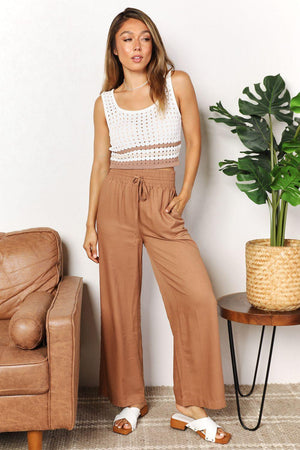 Comfy Choice Elastic Waist Wide Leg Pants - MXSTUDIO.COM