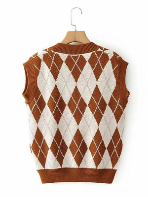 Comfy Classic Argyle Pattern Sweater Vest-MXSTUDIO.COM