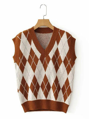 Comfy Classic Argyle Pattern Sweater Vest-MXSTUDIO.COM