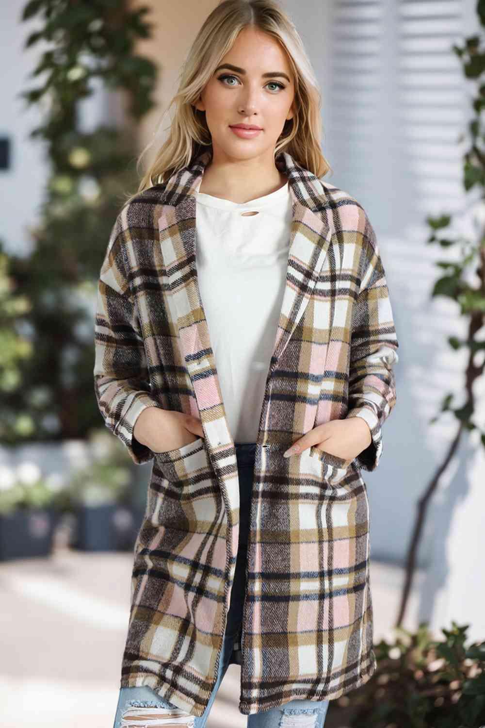 Comfy Companion Long Plaid Coat-MXSTUDIO.COM